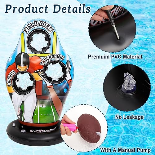 Miniatura 3 de Flotadores inflables de fútbol para piscina, agua, juegos de fútbol para niños, juego de lanzamiento de natación para playa, patio, exterior