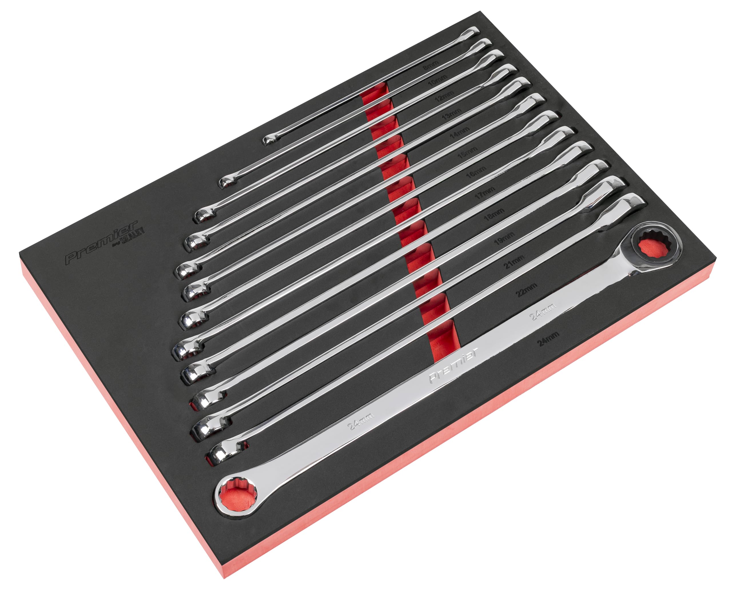 Sealey AK63190 Premier Extra-Long Double Ring Ratchet/Fixed Spanne...