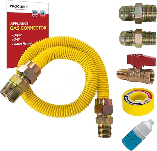 Miniatura 9 de PROCURU Kit de conector flexible de gas de acero inoxidable resistente a la intemperie de 12 pulgada de diámetro exterior x 36 pulgadas de longitud,