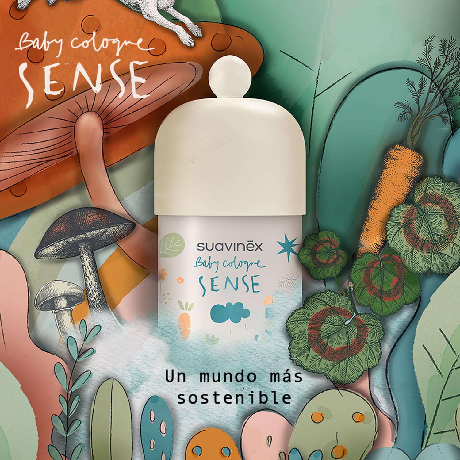Suavinex, Baby Colonia Sense, Colonia Senza Alcool per Neonati e Bambini, Dermatologicamente Testato, Adatta per Pelli Sensibili, Sostenibile, 94% Ingredienti di Origine Naturale, 100 ml