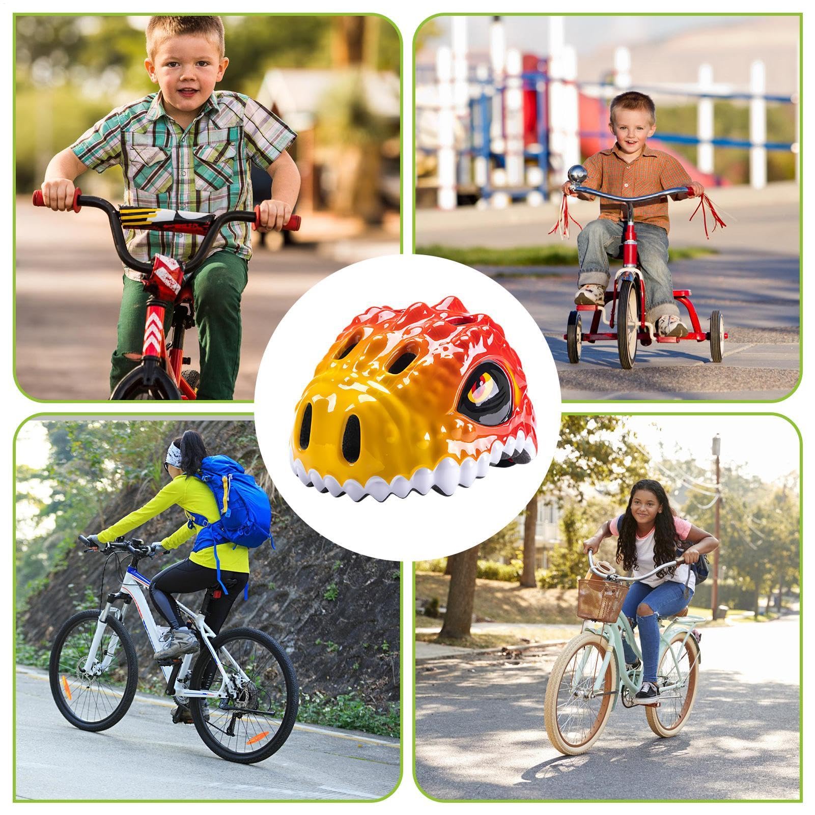 Casco da bici per bambini,Casco da bici per bambini, Casco multisport Dinosaur Casco da bicicletta per ragazzi, Casco da bici per ragazzi Casco da scooter traspirante per scooter Ciclismo