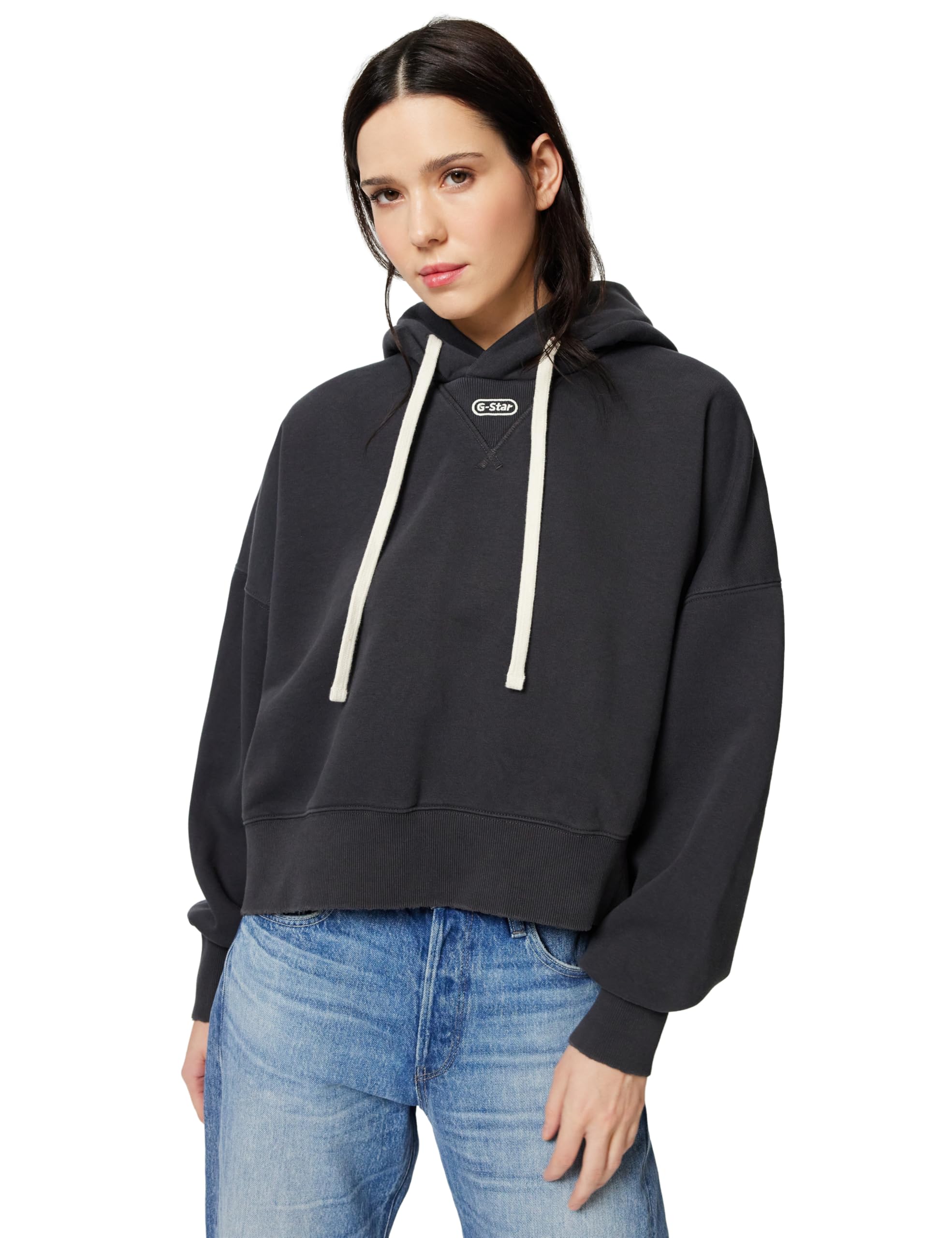 G-Star Women's Oversized Cropped Hoodie, Grey (shadow D24236-D425-992), M