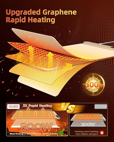 Vista 2 de Warming Mat For Food 500W Graphene High-Tech 5s Food Warming Mat,6-Temp 6H Timer Food Warmer,Auto Shut Off Chafing Dishes For Buffet,Roll Up Food