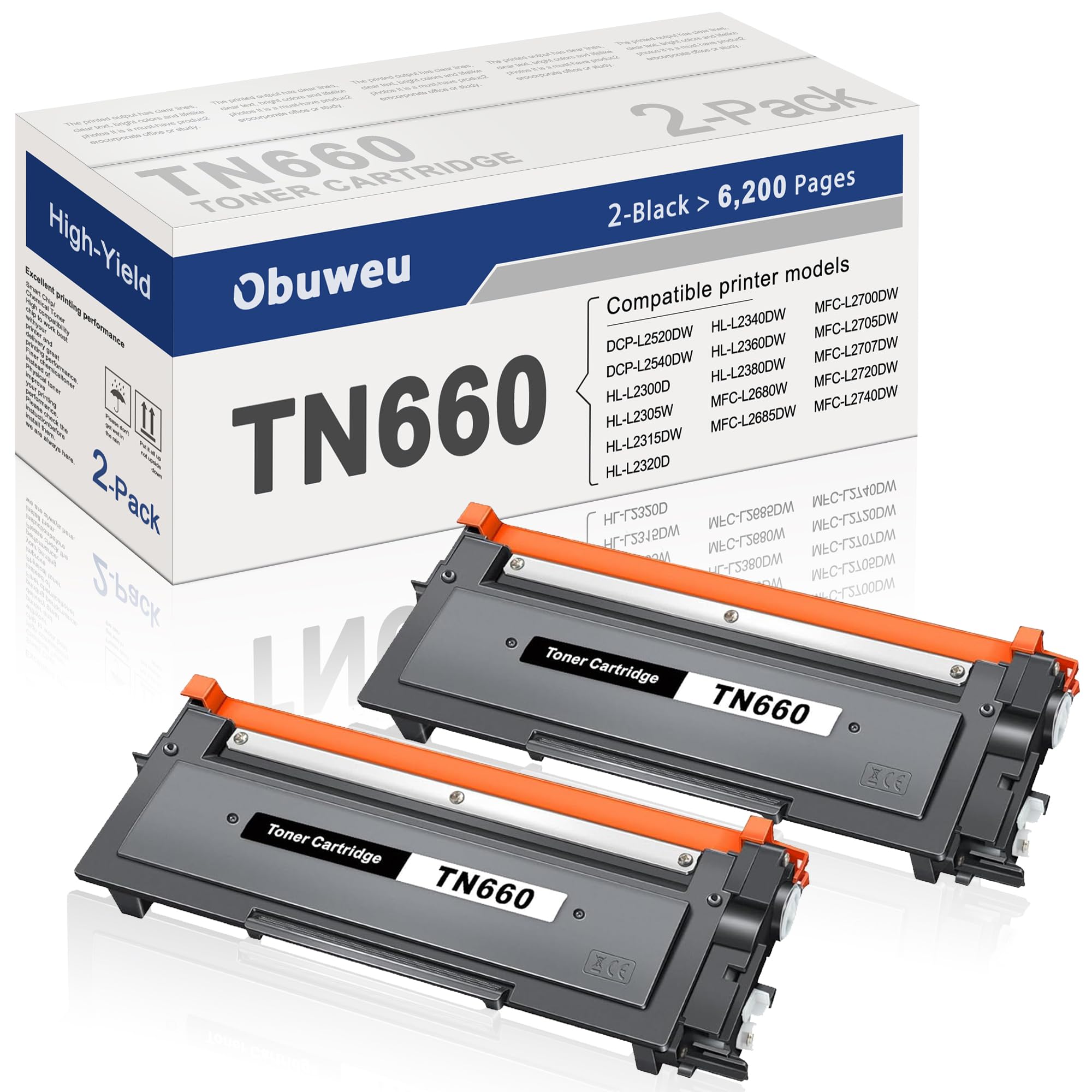 TN660 Toner Cartridge Replacement for Brother TN-660 TN630 High Yield to use with HL-L2300D HL-L2380DW HL-L2320D DCP-L2540DW HL-L2340DW HL-L2360DW