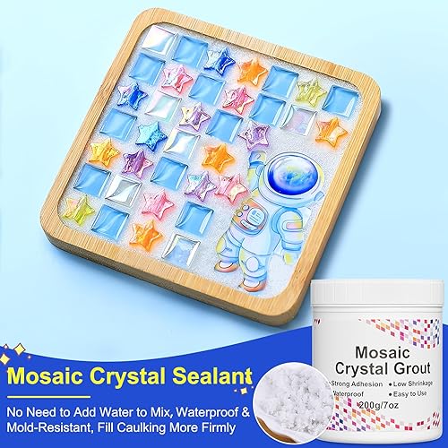 Miniatura 5 de Kit de lechada de cristal de mosaico con raspador, sellador de cristal de mosaico, posavasos teselados decorativos hechos a mano, no necesita