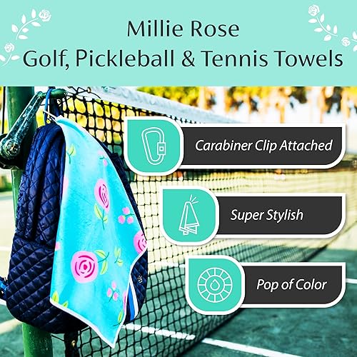 Miniatura 5 de Millie Rose - Toallas de pickleball con estampados de moda, bonitas toallas atléticas de microfibra y algodón de 15 x 17 pulgadas con clip de