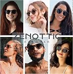ZENOTTIC Vintage Round Polarized Acetate Sunglasses for Women Men UV400 Protection Retro Sun Glasses