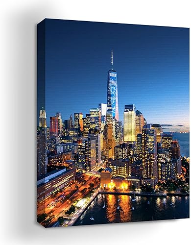 MAVIS PRINT Arte de pared en lienzo de la ciudad de Nueva York de 18 x 24 pulgadas, decoración de pared de ciudad  Impresión HD y marco de madera