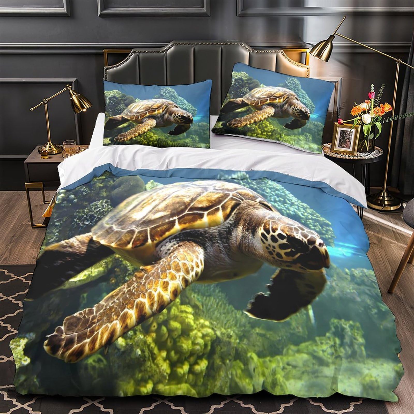 Housse de couette tigre néon pour chambre d'ado garçon au design 3D ultra doux