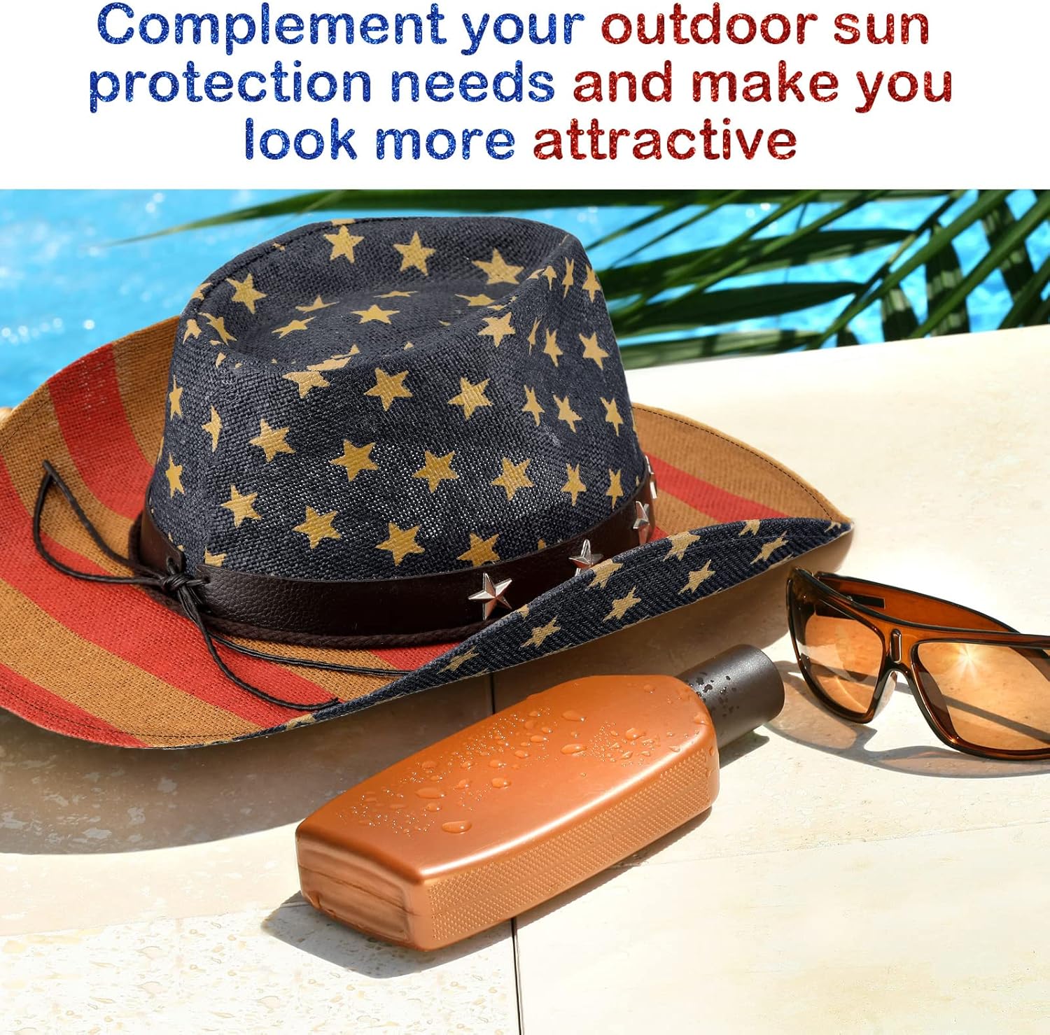 Bonuci 4 Pcs American Flag Cowboy Hat Patriotic USA Western Hat 4th of July Party Parade Rodeo Unisex Cowboy Cowgirl Cap for Men Women Costume Independence Day and Summer Party Decoration Supplies