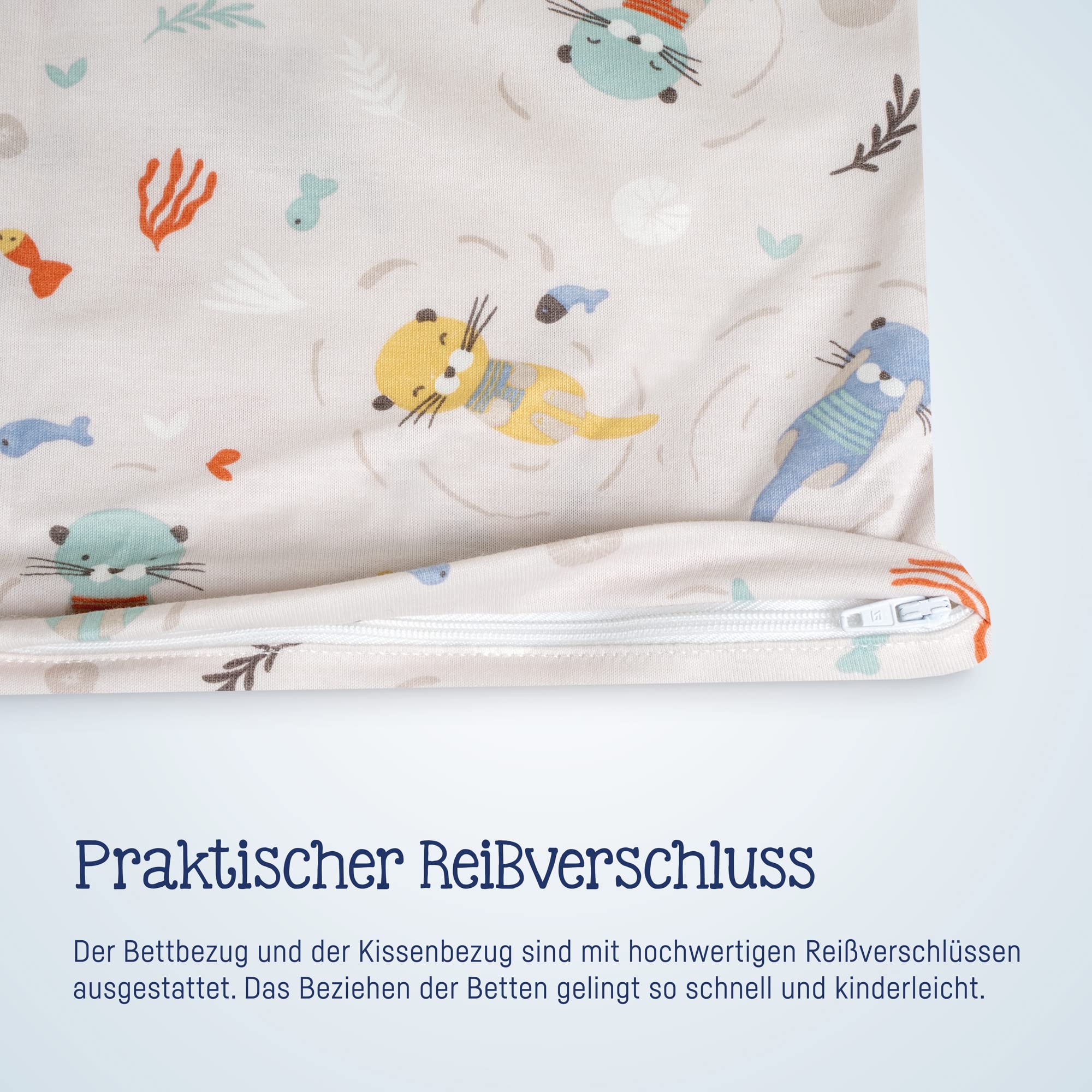 Julius Zöllner Jersey - pościel dziecięca 100 x 135 + 40 x 60 cm, 2-częściowy zestaw poszewek na kołdrę i poszewki na poduszkę, 100% bawełna dżersejowa, z zamkiem błyskawicznym, Standard 100 by