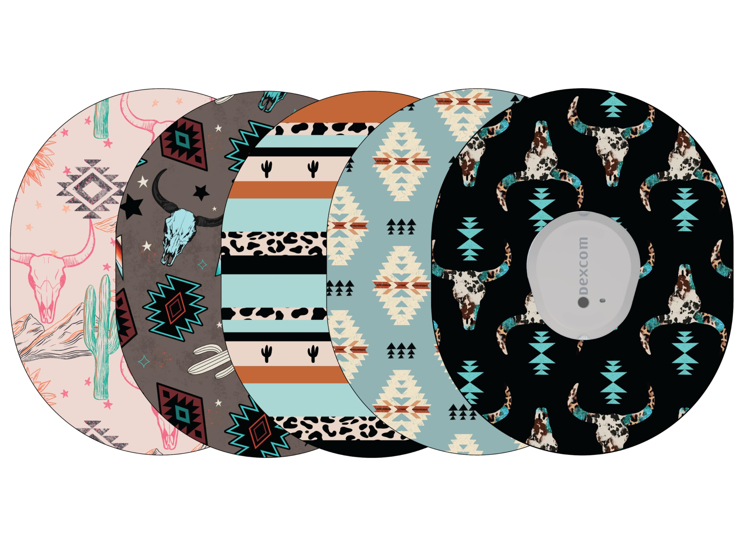 Glucomart Adhesive Patches for Dexcom G7, Dexcom Stelo, and Infusion Sets (5 Count) – Maximum Strength CGM Patches, Waterproof & Hypoallergenic (Punchy Western Variety Pack) (G7 / Infusion Sets)