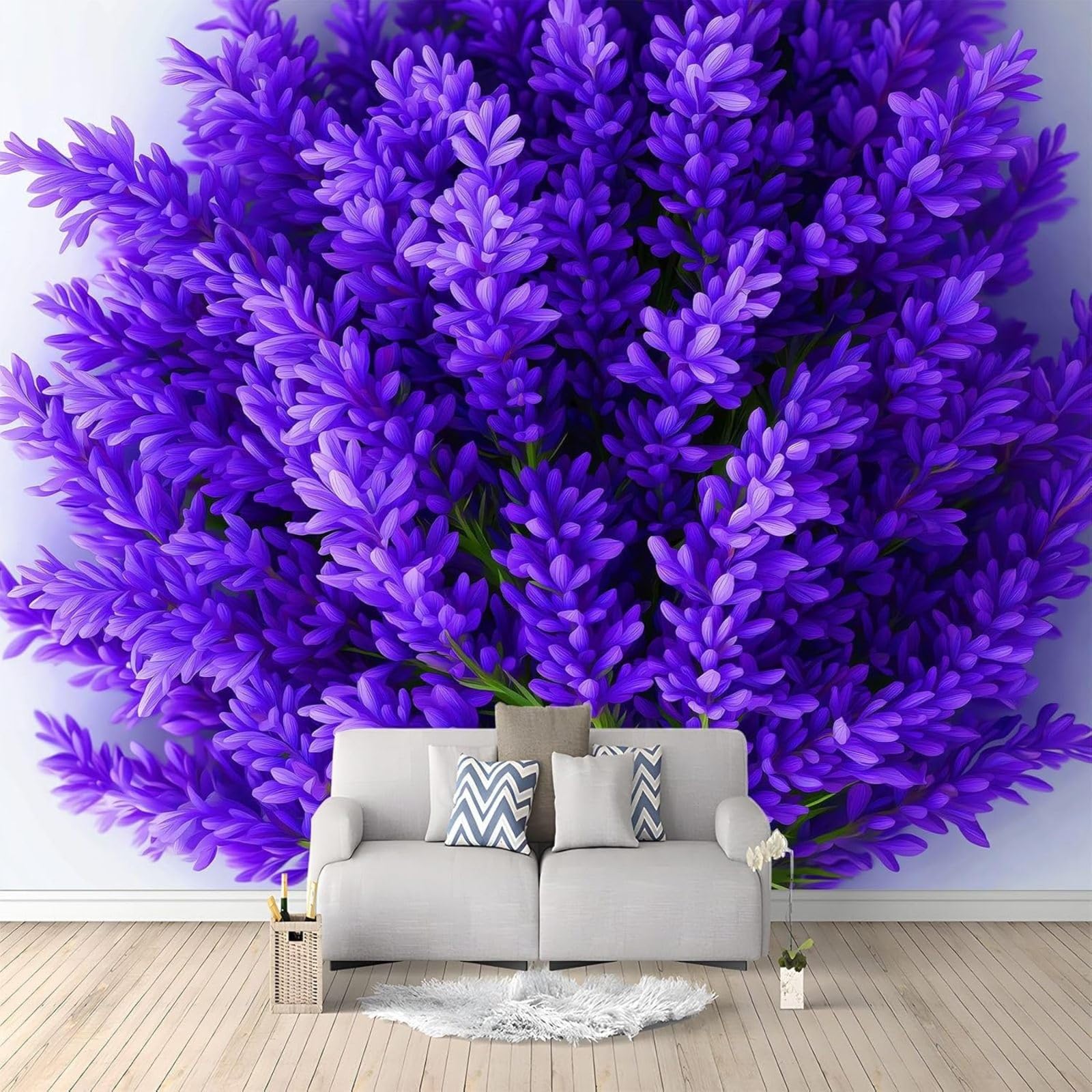 Papier peint panoramique lavande 3D violette intissé motif mural xxl 350x256 cm