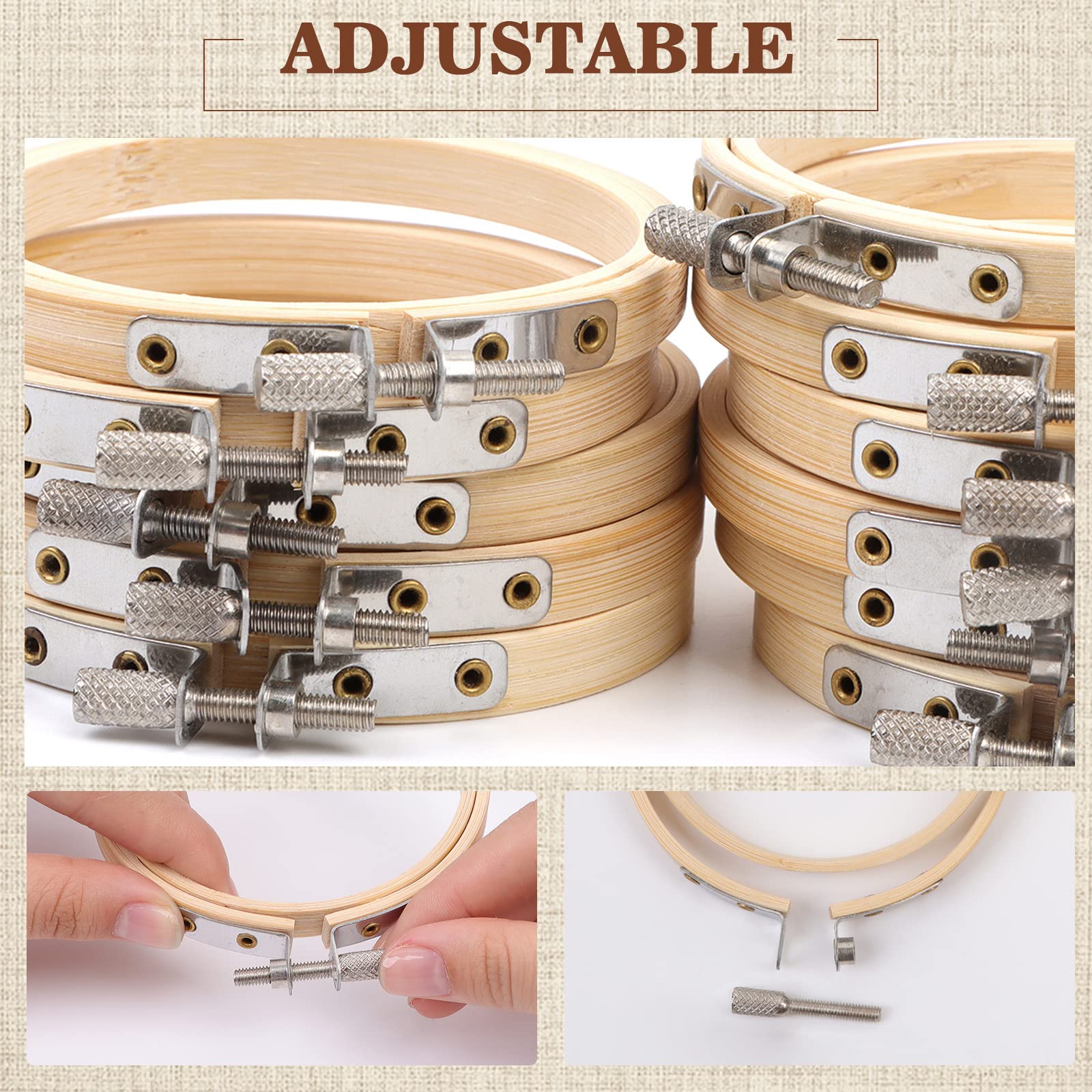 16 Pezzi Cerchi da Ricamo in Legno, 8 cm Telaio da Ricamo Bambù Piccoli Telaio Ricamo Rotondo Anello a Cerchio a Punto Croce Croce Ricamo Hoops Cerchio per Ricamo per Cucito a Mano e Fai da Te Craft