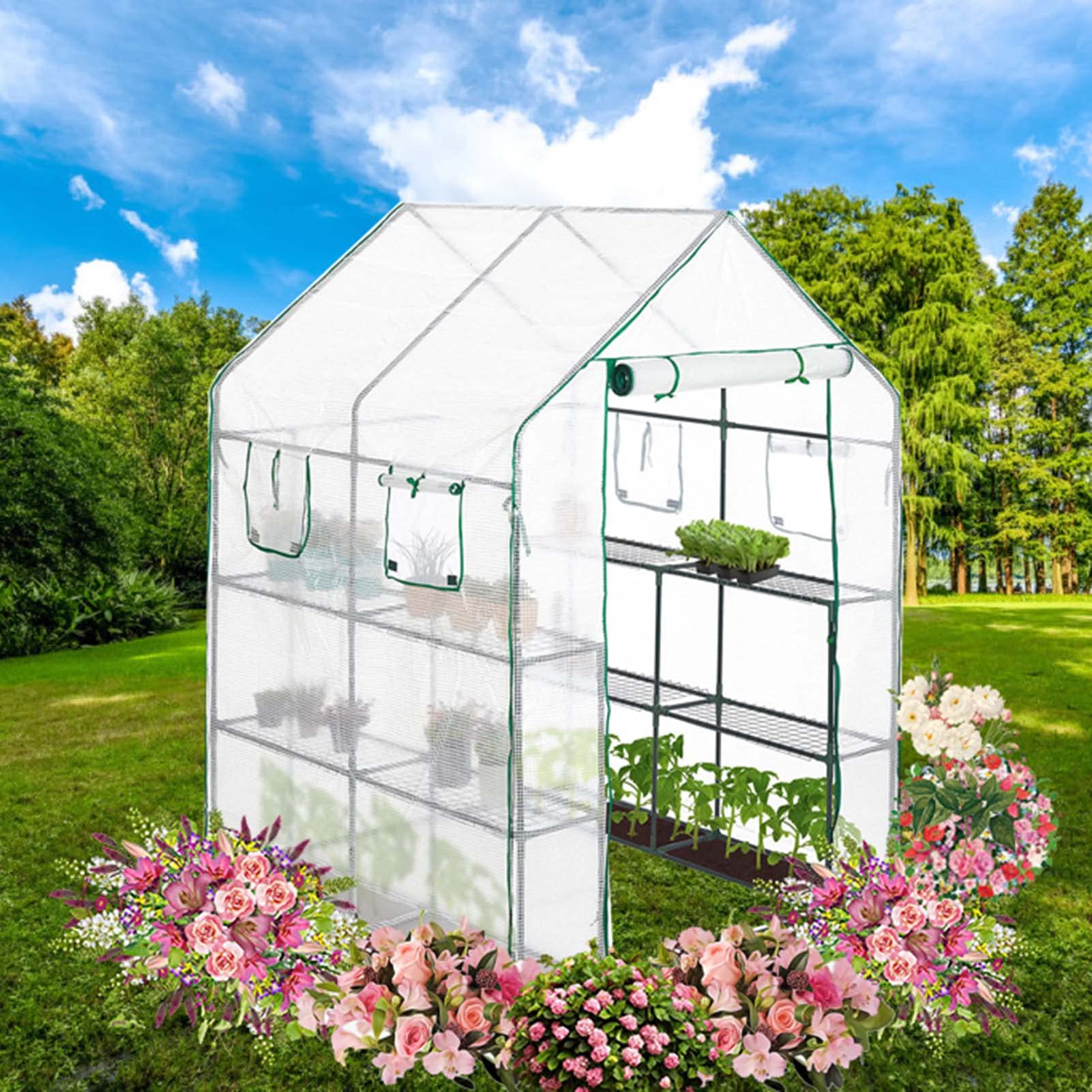 YSUEFIJO Invernadero Huerto Urbano, Invernadero Jardin Exterior, Invernadero Tunel Grande, con 2 Ventanas Transpirables y Puerta Enrollable, Huerto para Cultivo Plantas Verduras