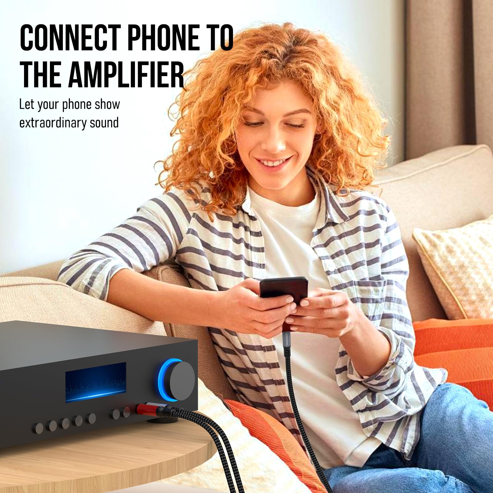 Adaptador de cable de audio divisor en Y de 3,5 mm 1/8 estéreo a dual TS mono Y de 1/4 compatible con iPhone, PC, tarjeta de sonido de computadora, mezclador, altavoz multimedia, sistema estéreo