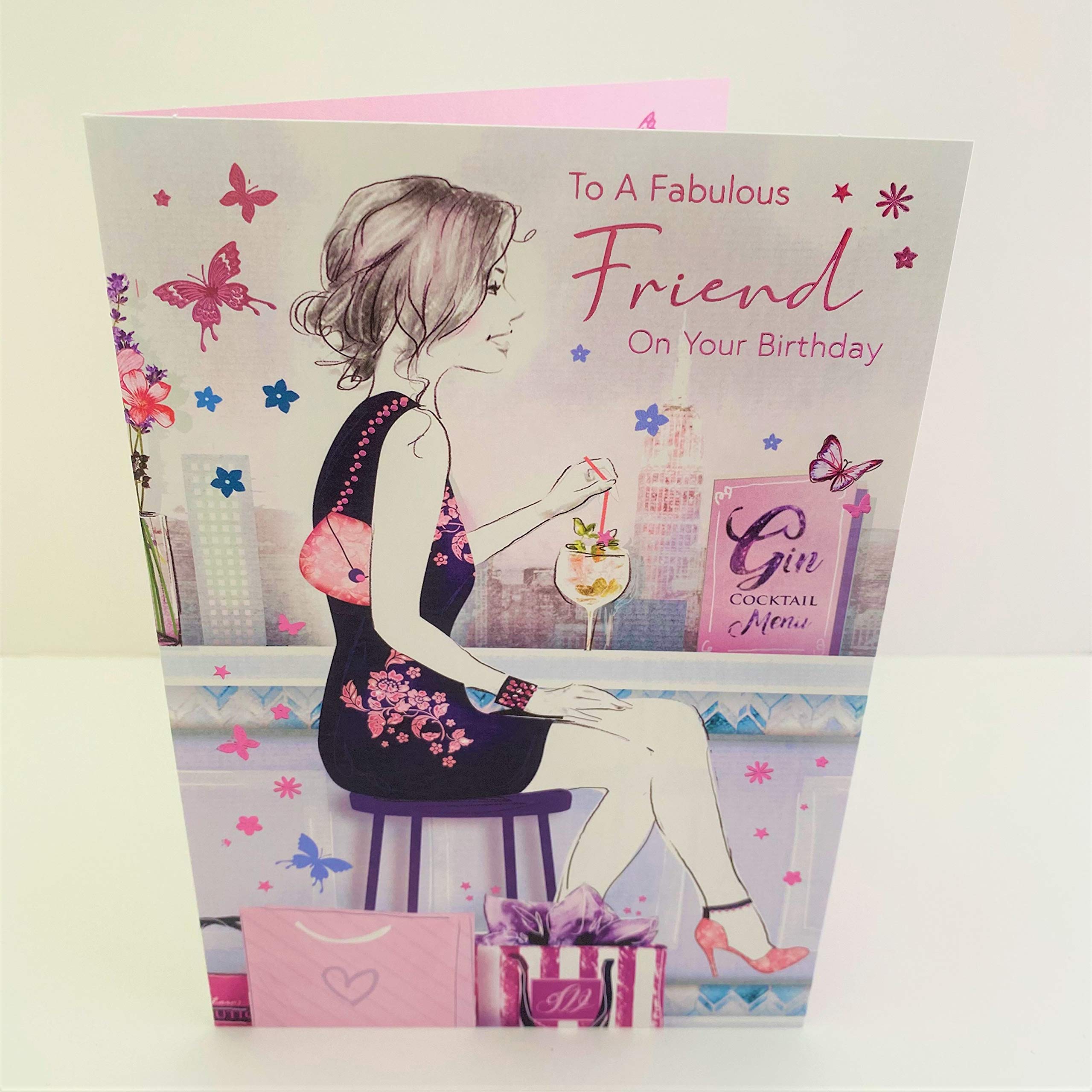 Cherry Orchard Geburtstagskarte „Fabulous Friend“ – Mit Gin-Cocktail Design, 143x210 Mm