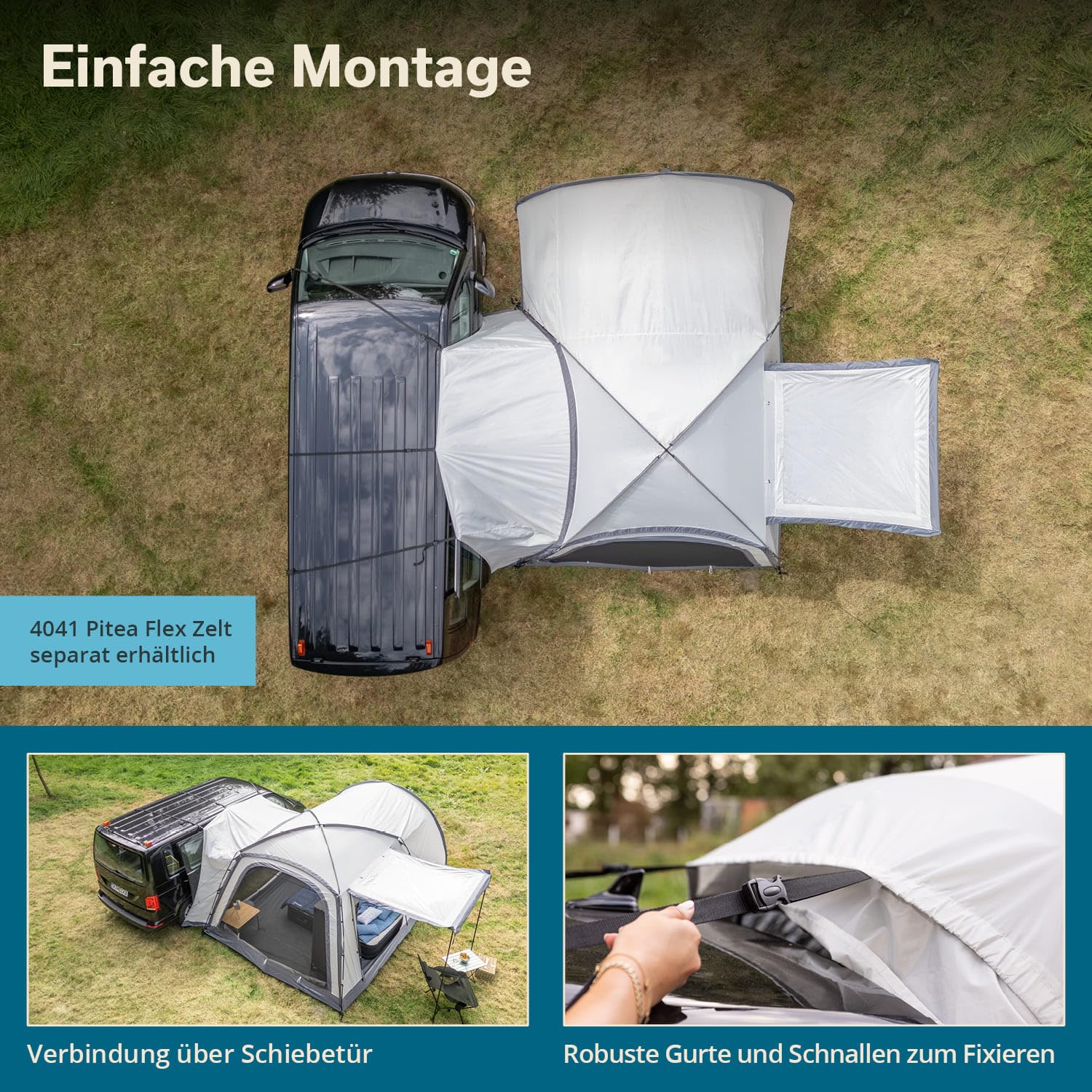 Skandika Van-Schleuse für Kuppelzelt Pitea 4 Flex Protect | Autozelt Schleuse für Van mit Schiebetür, Autovorzelt Minivan, Wassersäule 5000 mm, UPF 50+, Tragetasche | Vorzelt, Zelt, Camping, Outdoor