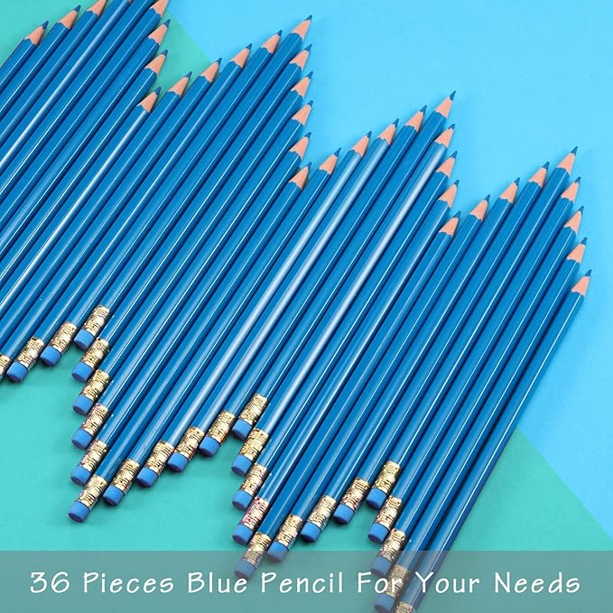 36 Lápices Azules Zhanmai HB con Borrador Punteados miniatura 5