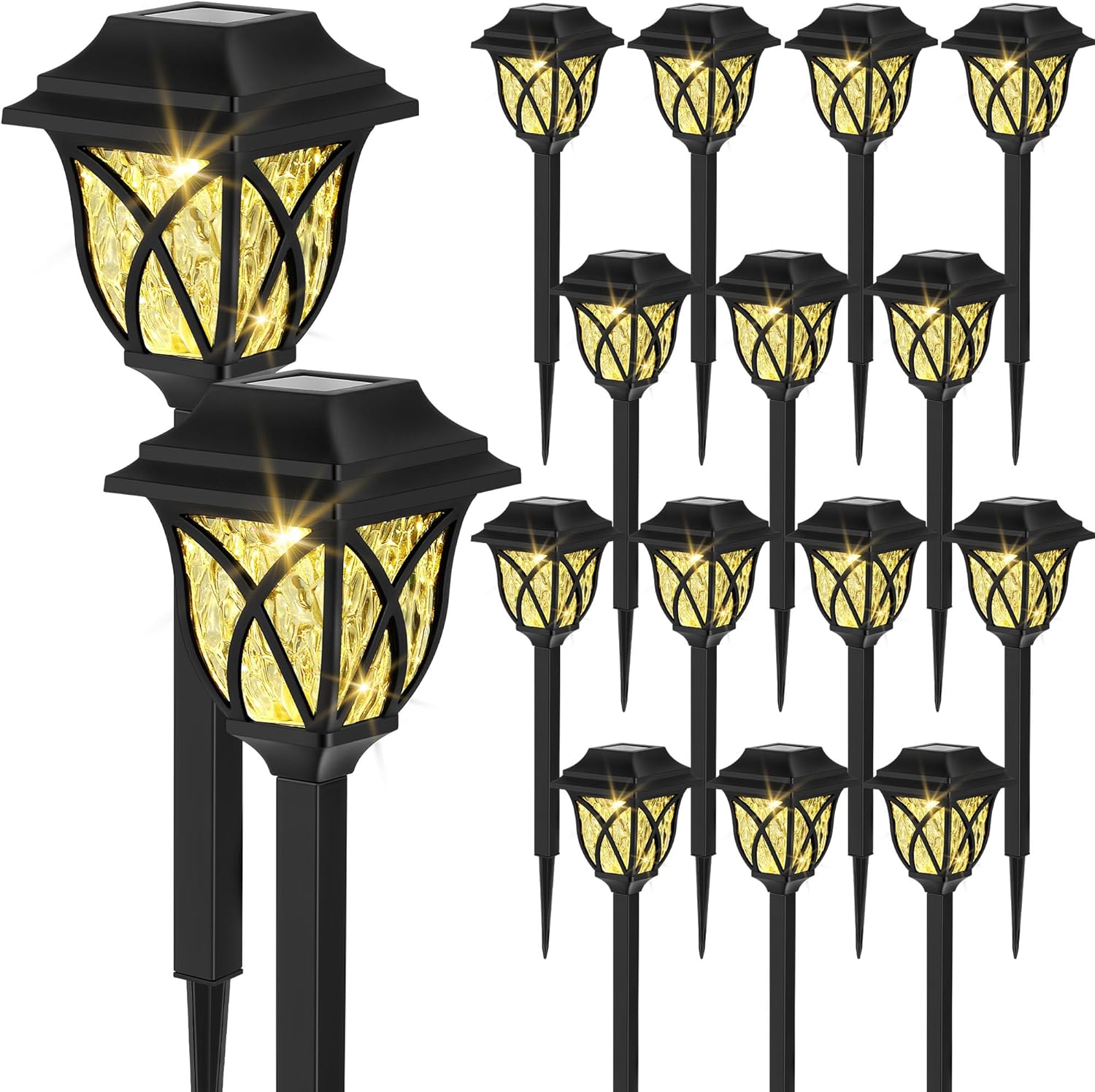 Kittmip 30 Pcs Solar Outdoor Lights LED Waterproof Solar Warm White