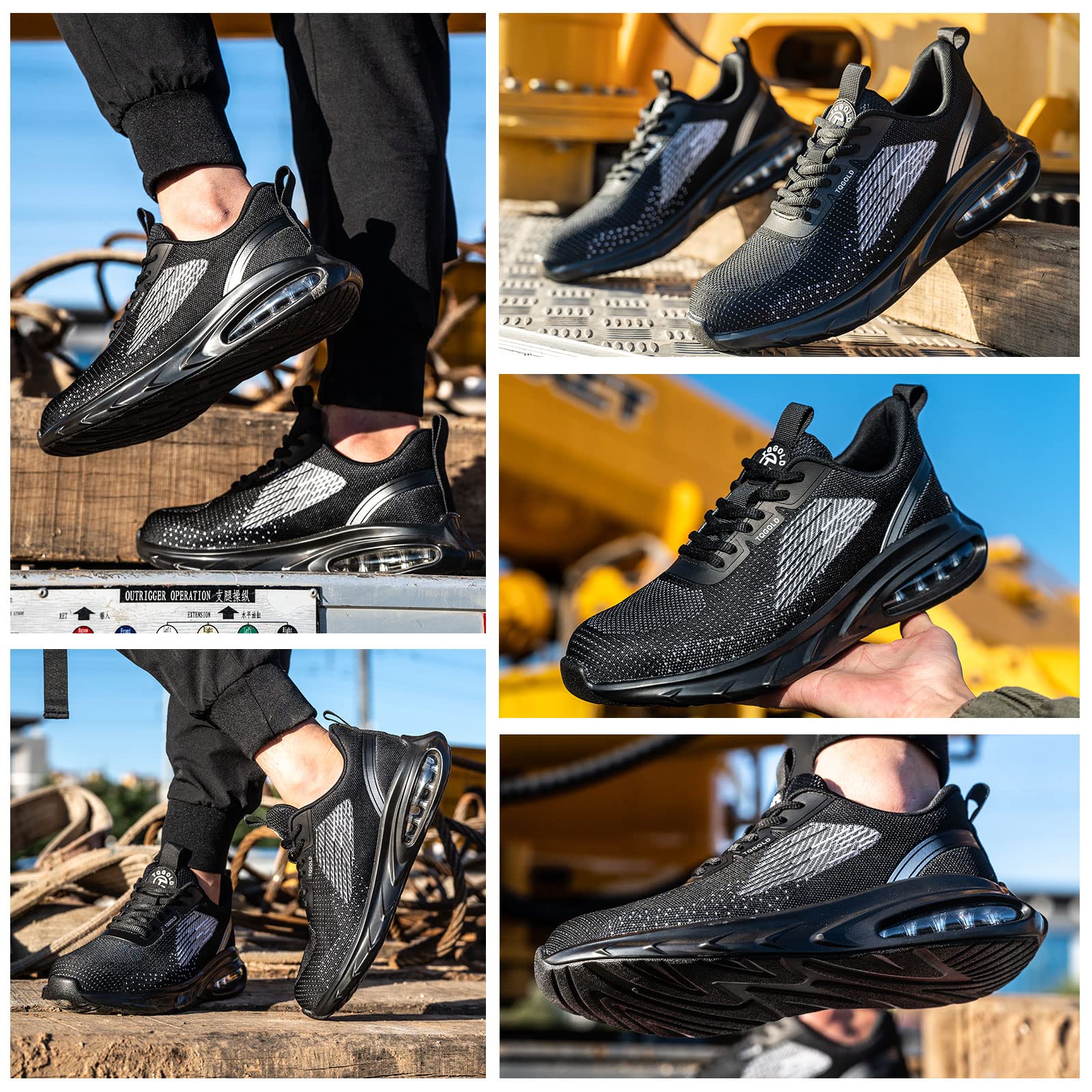 TQGOLD Scarpe Antinfortunistiche Scarpe da Ginnastica Unisex Leggere Antiperforazione Punta in Acciaio Comode Scarpe Sicurezza