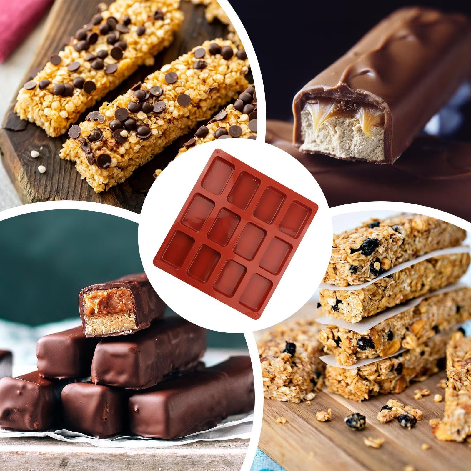 Stampi per cioccolato profondi – Stampo in silicone per barretta di cioccolato, stampi per cioccolato multiuso per uso alimentare, stampi rettangolari per caramelle per snack al cioccolato