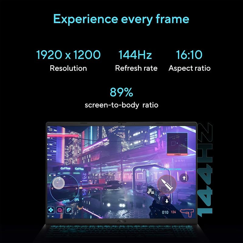 ASUS V16 Gaming Laptop, 16” WUXGA 144Hz Display, Intel Core 7 Processor 240H, NVIDIA GeForce RTX 5060, 32GB Memory, 1TB Storage, Windows 11, Matte Black, V3607VM-DS79 image 6