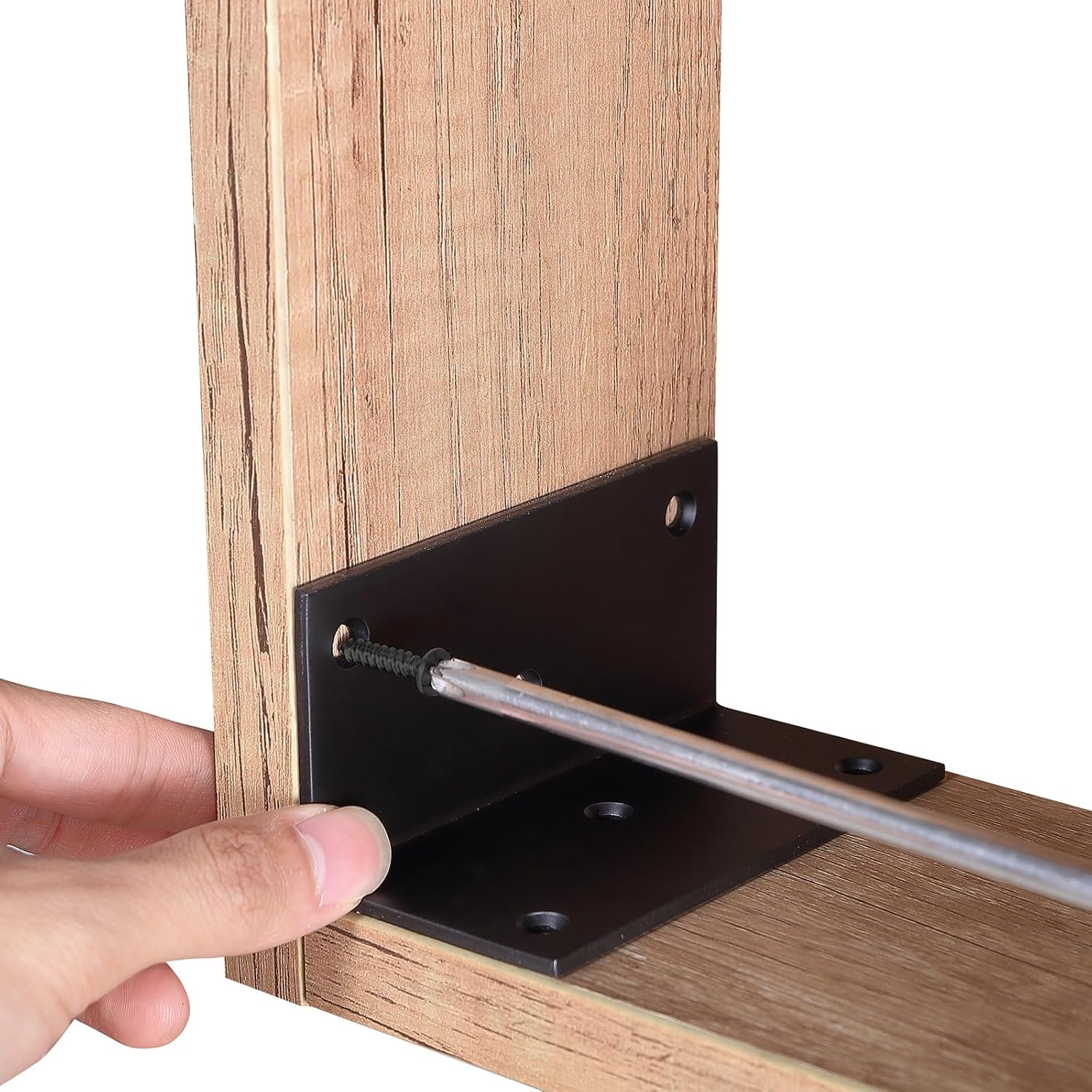 4 PCS Iron 4 Inch L Right Angle Bracket with Screws, 4" x 2" x 2" Metal Joint Bracket 90 Degree Corner Brace for Wood Bookshelf Furniture Cabinet, Thickness 3 mm Heavy Duty Black Brackets