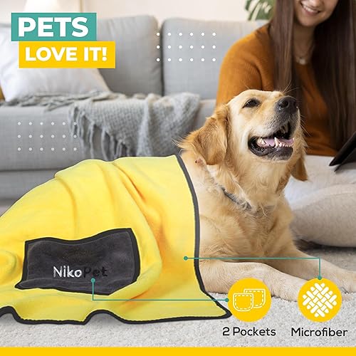 Miniatura 6 de Paquete de 3 toallas para perros, cepillo de baño para perros, cepillo de dientes para perros, toalla de baño para perros de 40 x 20 pulgadas, bata