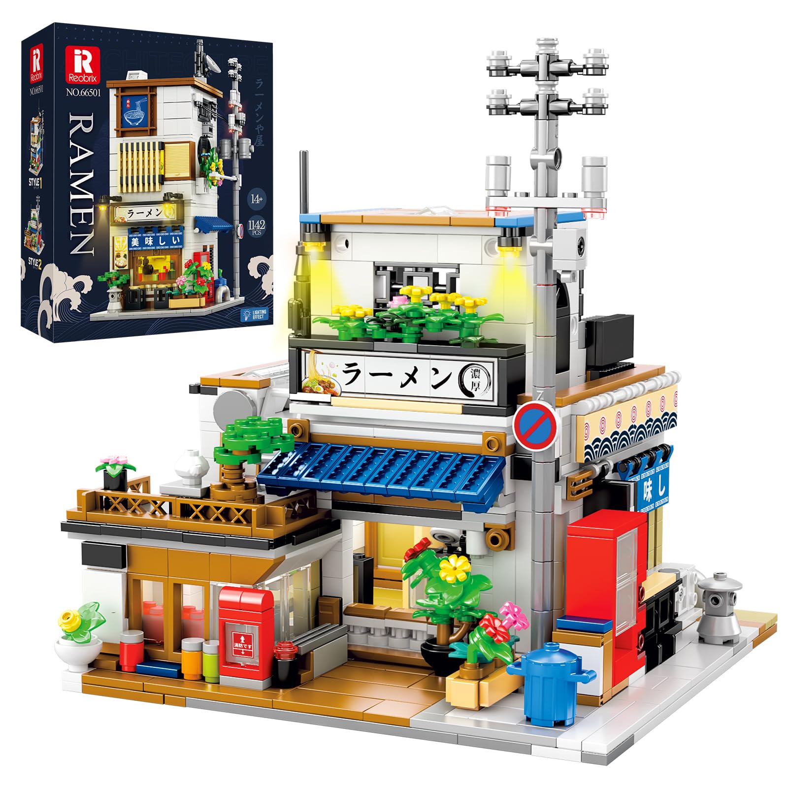 Amazon.com: Reobrix Japanese Ramen Shop Building Blocks 66501, 2
