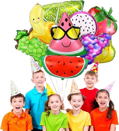 Miniatura 5 de 28 globos de frutas de verano para decoraciones de fiesta de frutas Tutti, globos de aluminio de aluminio para helio, globos tropicales de fresas y