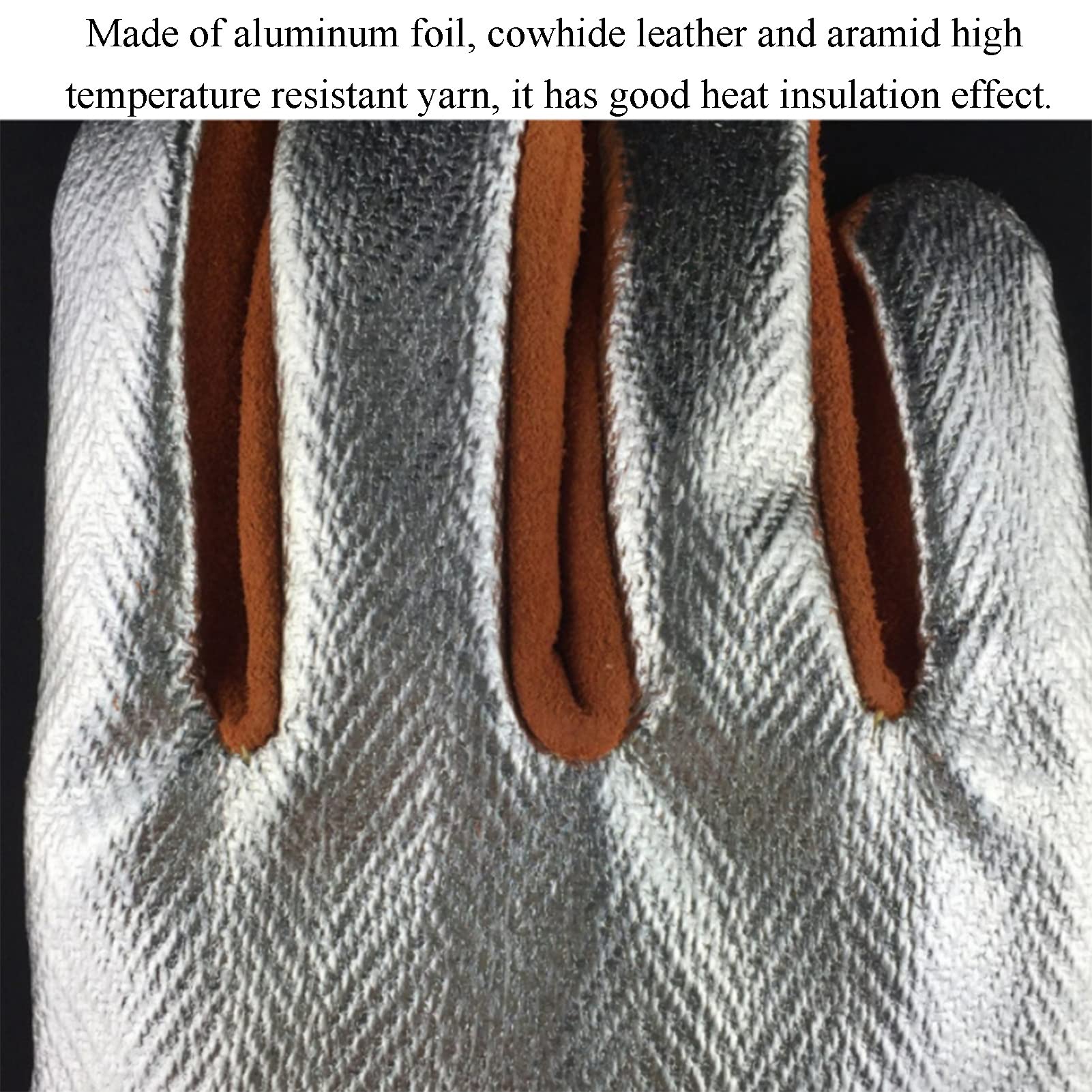 PIWINE Gartenhandschuhe, schnittfeste Handschuhe, feuerfeste Handschuhe, zweilagige wärmeisolierende Handschuhe, Schweißhandschuhe aus Aluminiumfolie, hochtemperaturbeständig for die Metallurgie