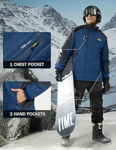 Miniatura 26 de MAGCOMSEN Men's Winter Jacket Water Resistant Ski Snow Coat Warm Fleece Parka Raincoats with Hood Multi-Pockets