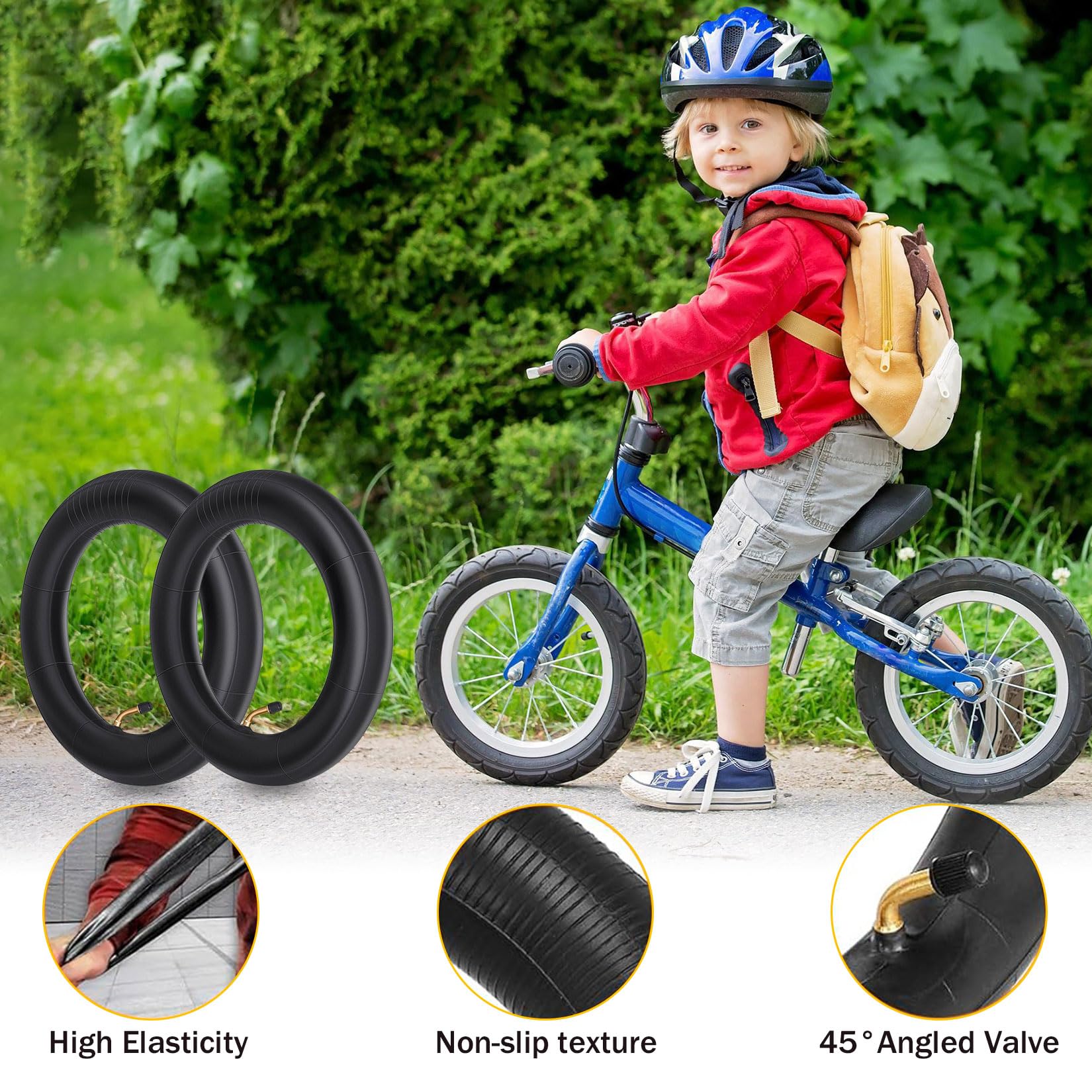 12 pollici Passeggino Tubo con valvola angolare 45°, 2 pezzi 12 X 2 1/8 tubo flessibile per passeggino, bicicletta, scooter, triciciclo