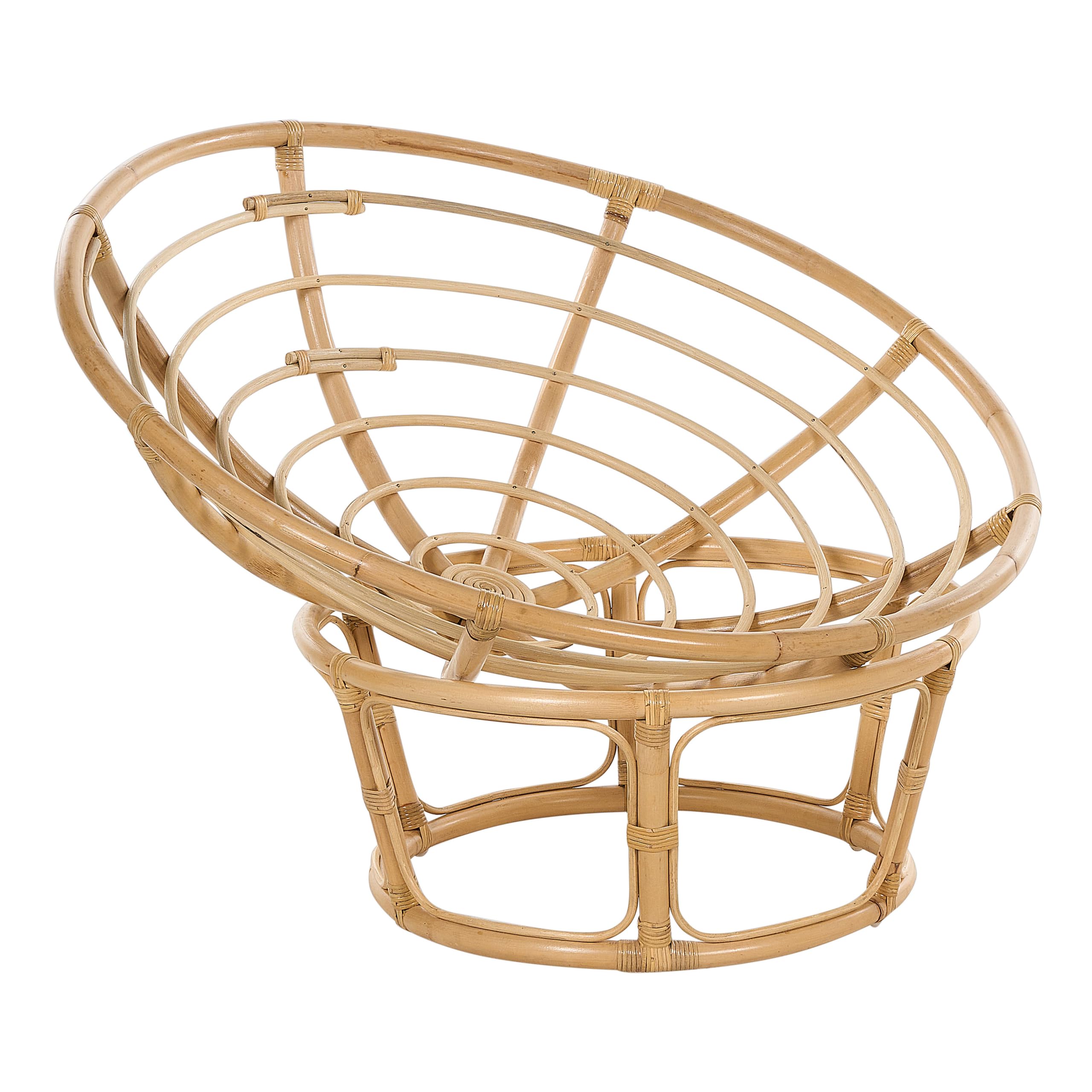 Beliani Fauteuil Ton Naturel et Beige Clair en Rotin Coton et Soie Artificielle Rond