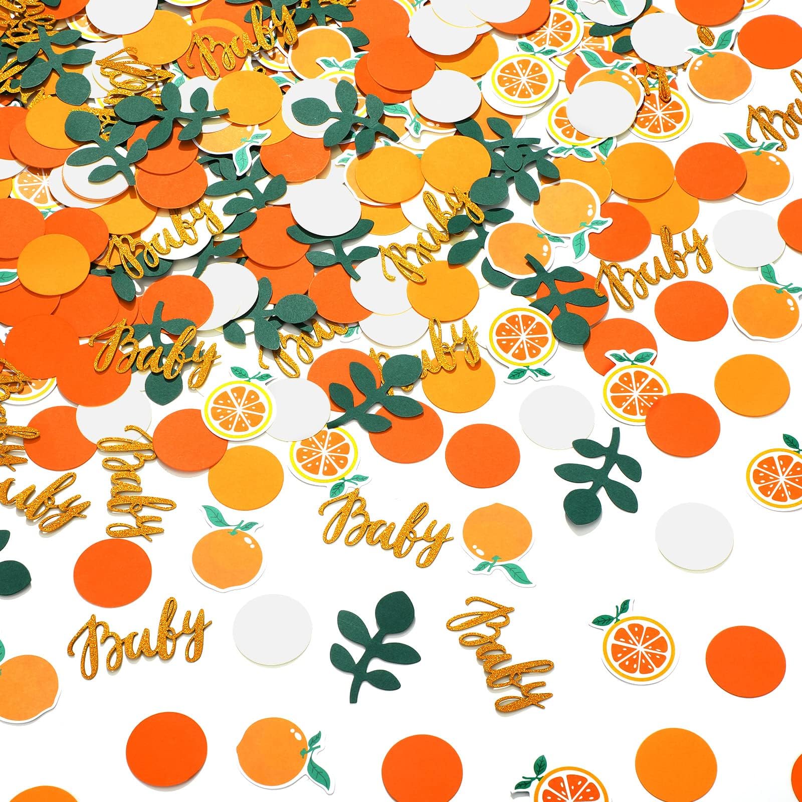 Minatee 400 Pcs Baby Shower Confetti Decorations Table Confetti Dots Gender Reveal Wedding Decor(Fresh Color,Orange Style)