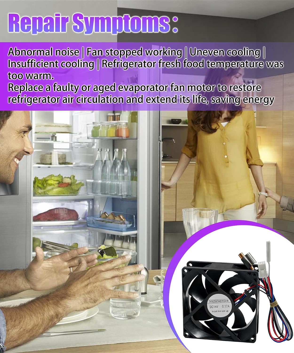 W11087438 WPW11087438 Refrigerator Evaporator Fan Motor Compatible with Whirlpool Kitchen Aid Maytag,Perfect fit, Replaces W10799016 W10727641 4534150