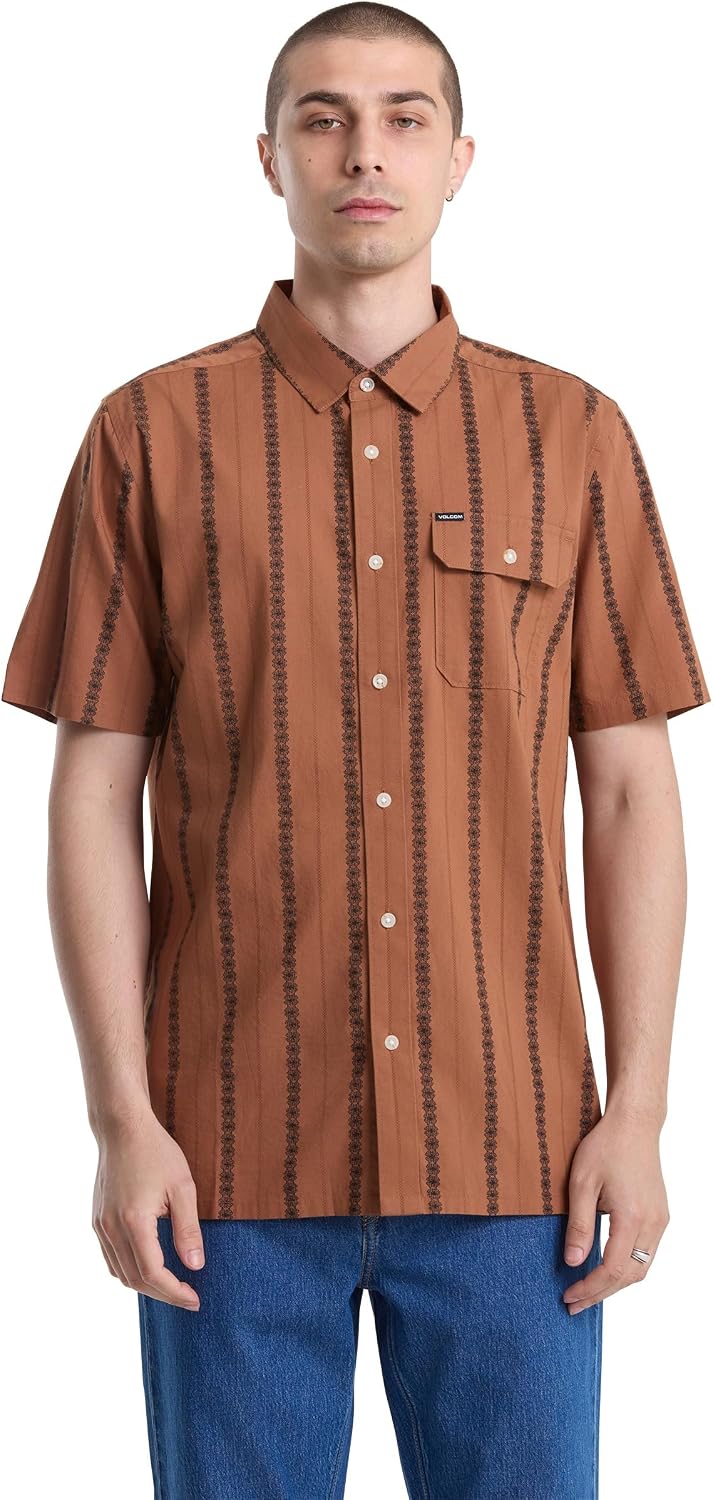 Volcom Mens Button Down Woven Short Sleeve, Casual Activewear
