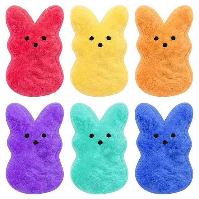 6 Pcs Easter Bunny Plush Toys Easter Basket Stuffers Toys for Kids Bunny Stuffed Animals Easter Party Favors