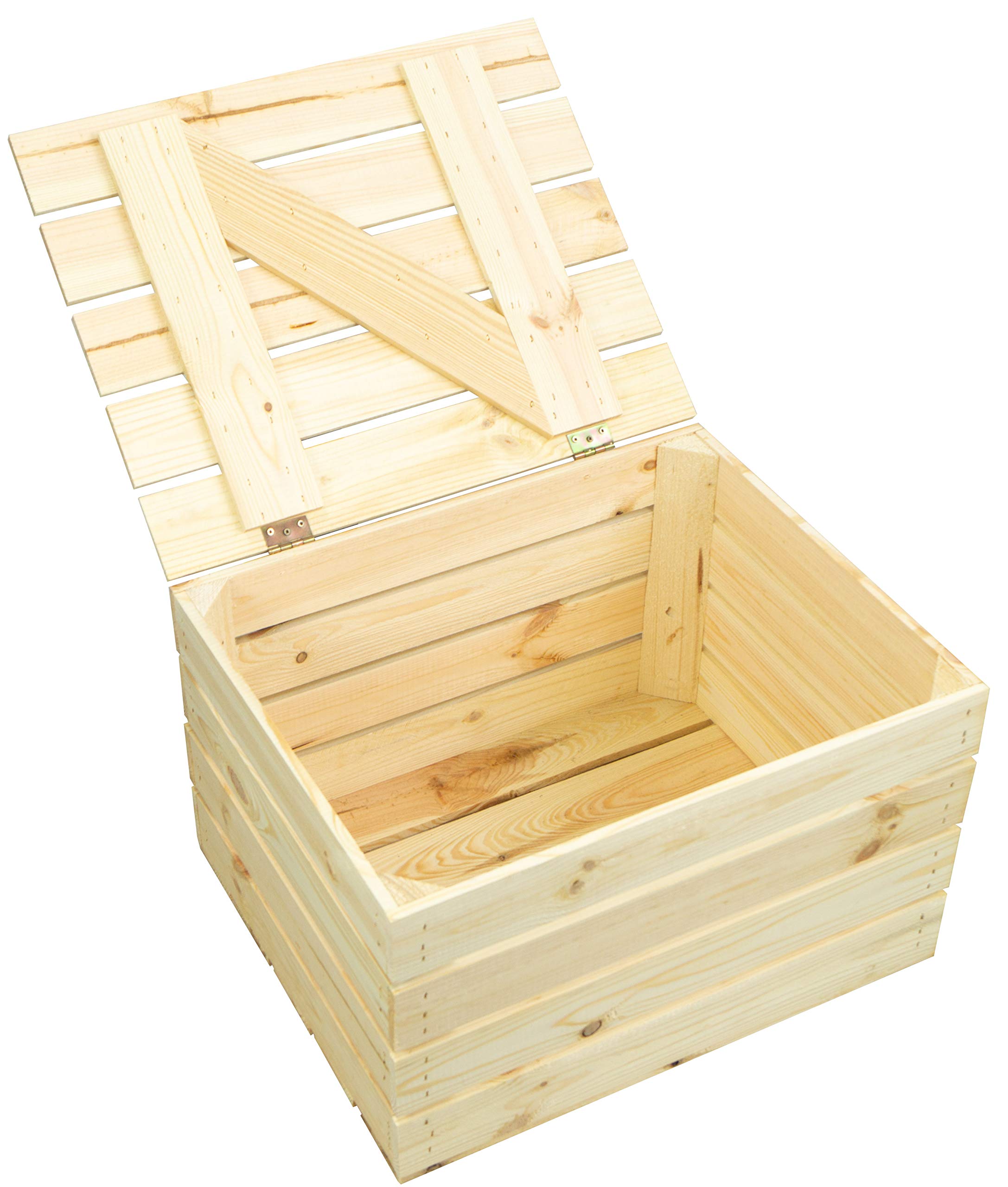 Kistenkolli Altes Land Obstkiste Holztruhe geflammt oder Natur mit Deckel 48 x 36 x 27cm Holzkiste mit Deckel Schatztruhe Aufbewahrungskiste (Natur, 2)