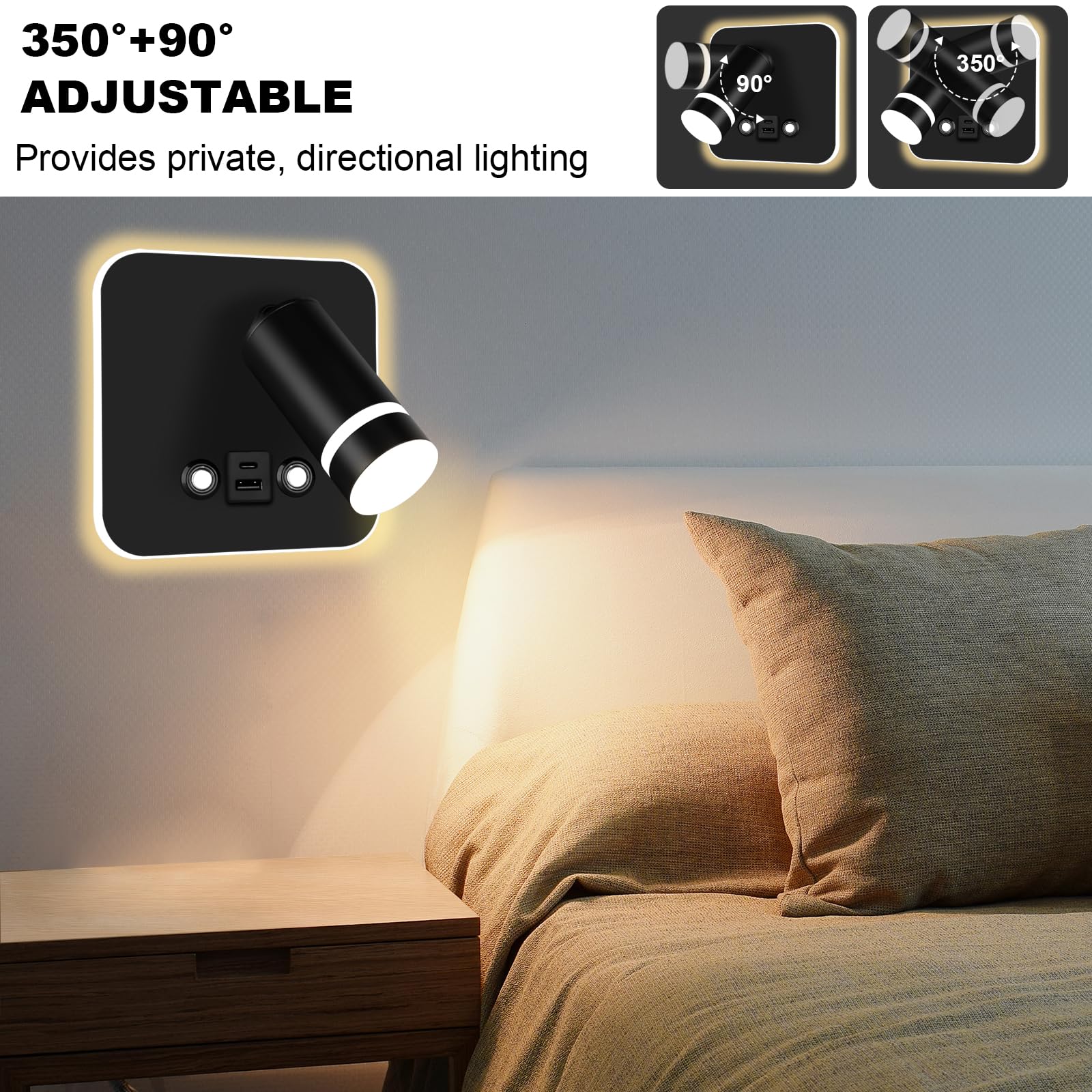 Wandlamp FETRO - industriële lamp - geschikt voor slaapkamer en hal - 1 stuk - mat zwart