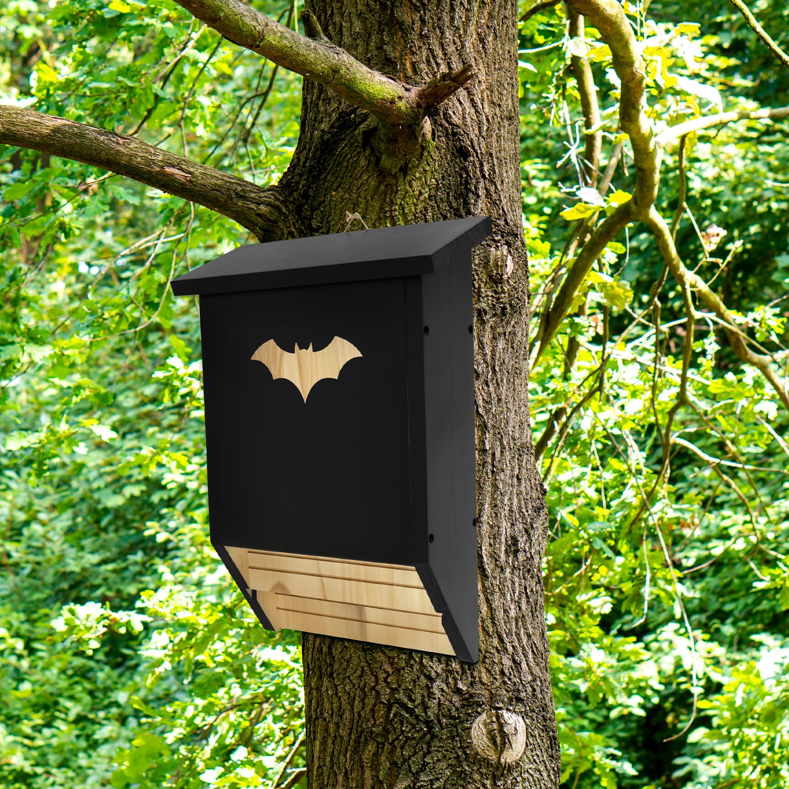 Bat House, Wood Hanging Bat Roost Provide Safe Habitat Wood Bat Box Nest Ample Internal Space Ventilated Moisture Proof for Yard Outdoor Moth