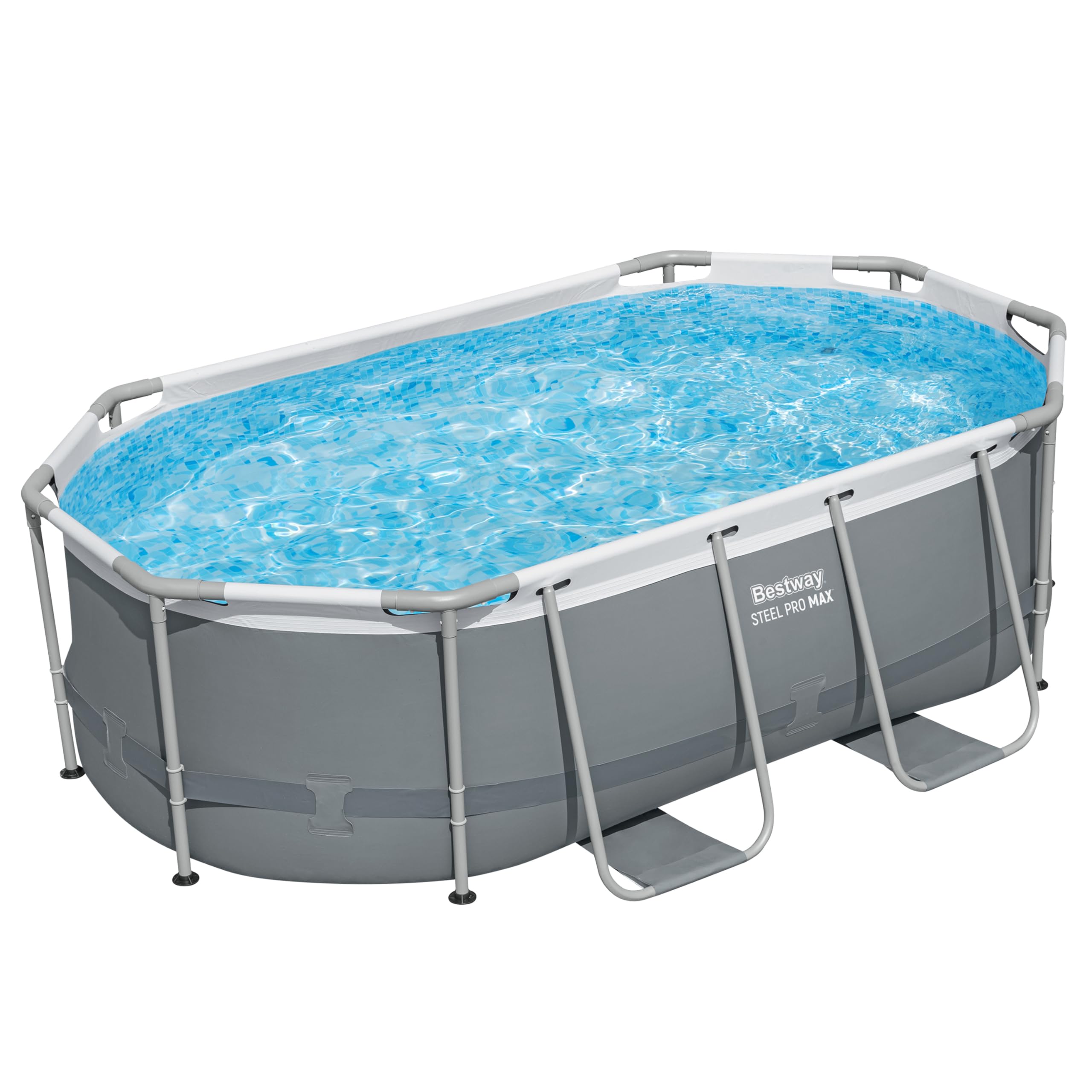Bestway Steel Pro MAX Solo Pool ohne Zubehör 305 x 200 x 84 cm, grau, oval