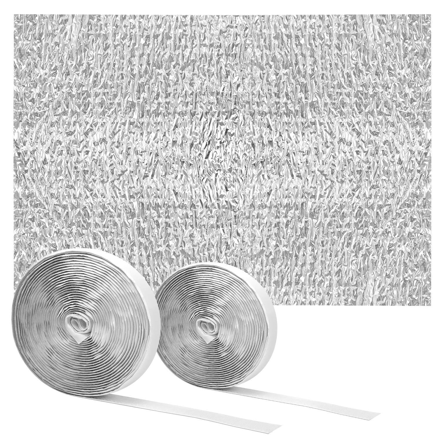 QWORK Aluminum Foil Foam Insulation Cover with Adhesive Strips for Attic Fans and Ceiling Shutters, 37.4×50.79", Year-Round Energy Efficiency and Moisture Protection