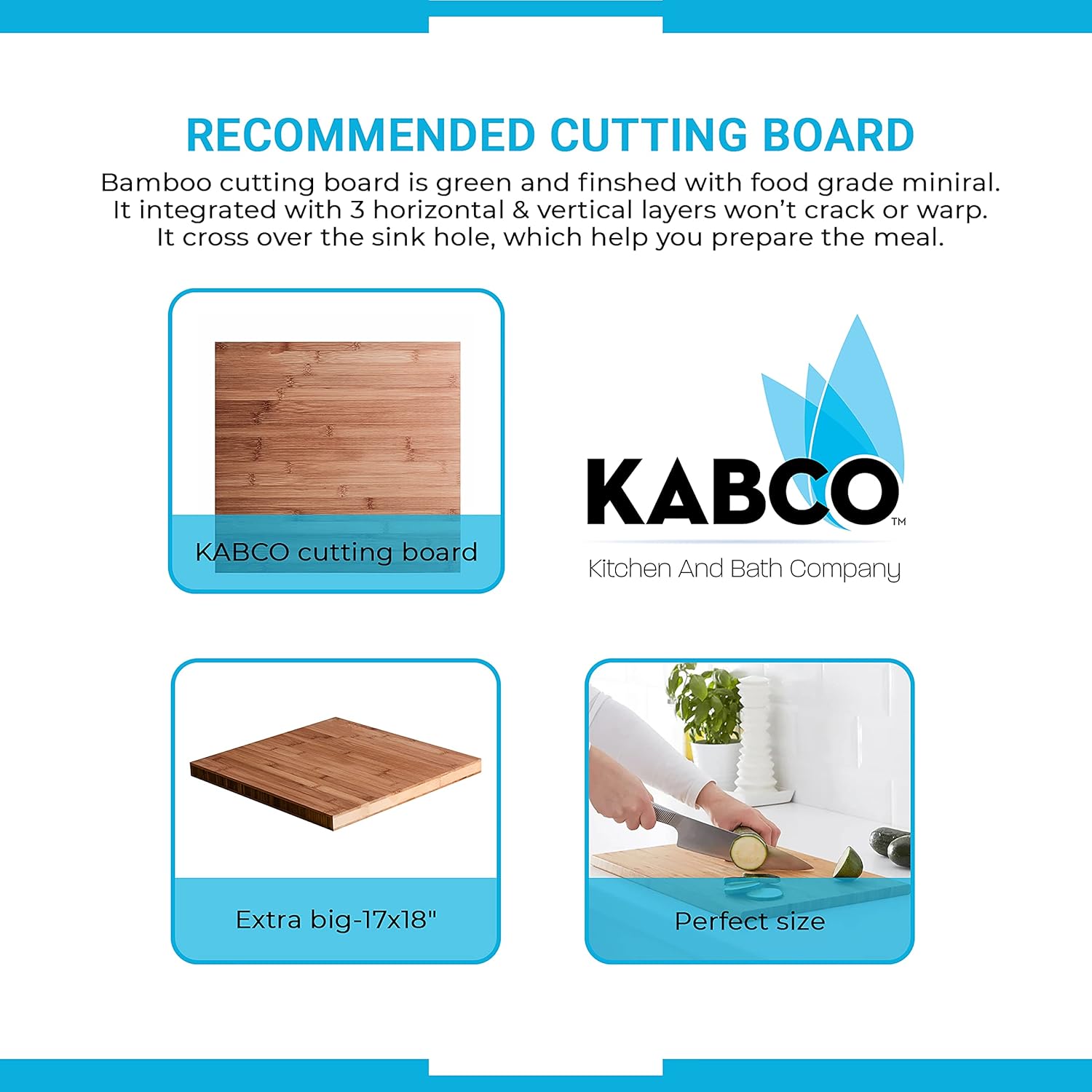 KABCO 23 Inch Single Bowl Stainless Steel Handmade Kitchen Sink, Laser Cut Rust Resistant Sound and Heatproof 16 Gauge Undermount Sink with Sink Strainer, Sink Grid and a Rolling Up Grid