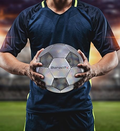 Miniatura 4 de Balones de fútbol para niños Pee Wee Pelota oficial de primera calidad con patrón hexagonal reflectante de arcoíris, duradera para entrenamiento en