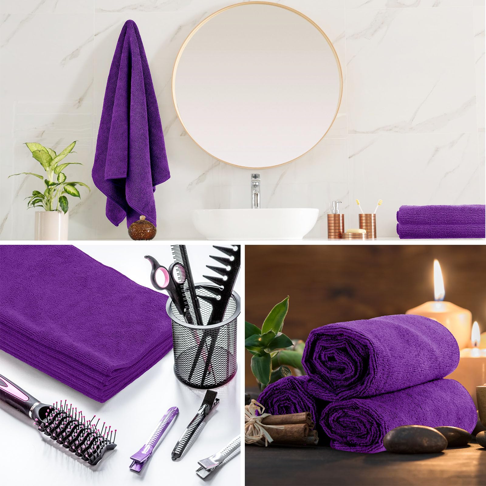 Confezione da 36 asciugamani assorbenti in microfibra a prova di candeggina, asciugamani da salone resistenti alla candeggina, per palestra, bagno, spa, rasatura, shampoo, asciugatura dei capelli a