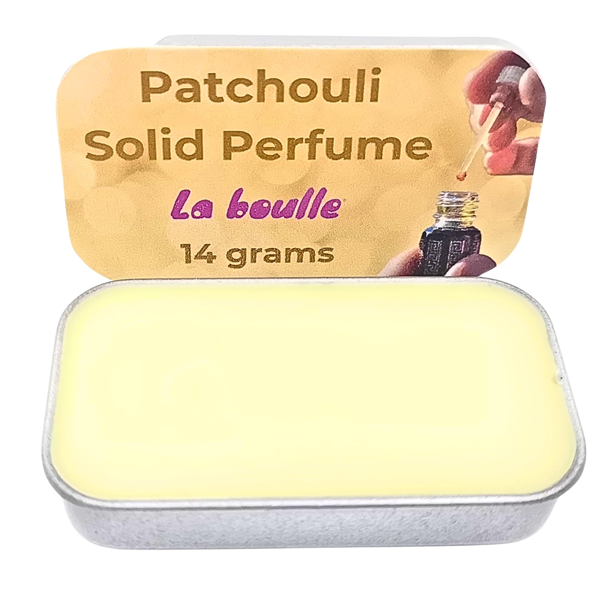Patchouli Solid Natural Perfume Balm. For Sensitive Skin. Handmade Natural Cosmetics. Vegan. Essential Oils. Made in UK.