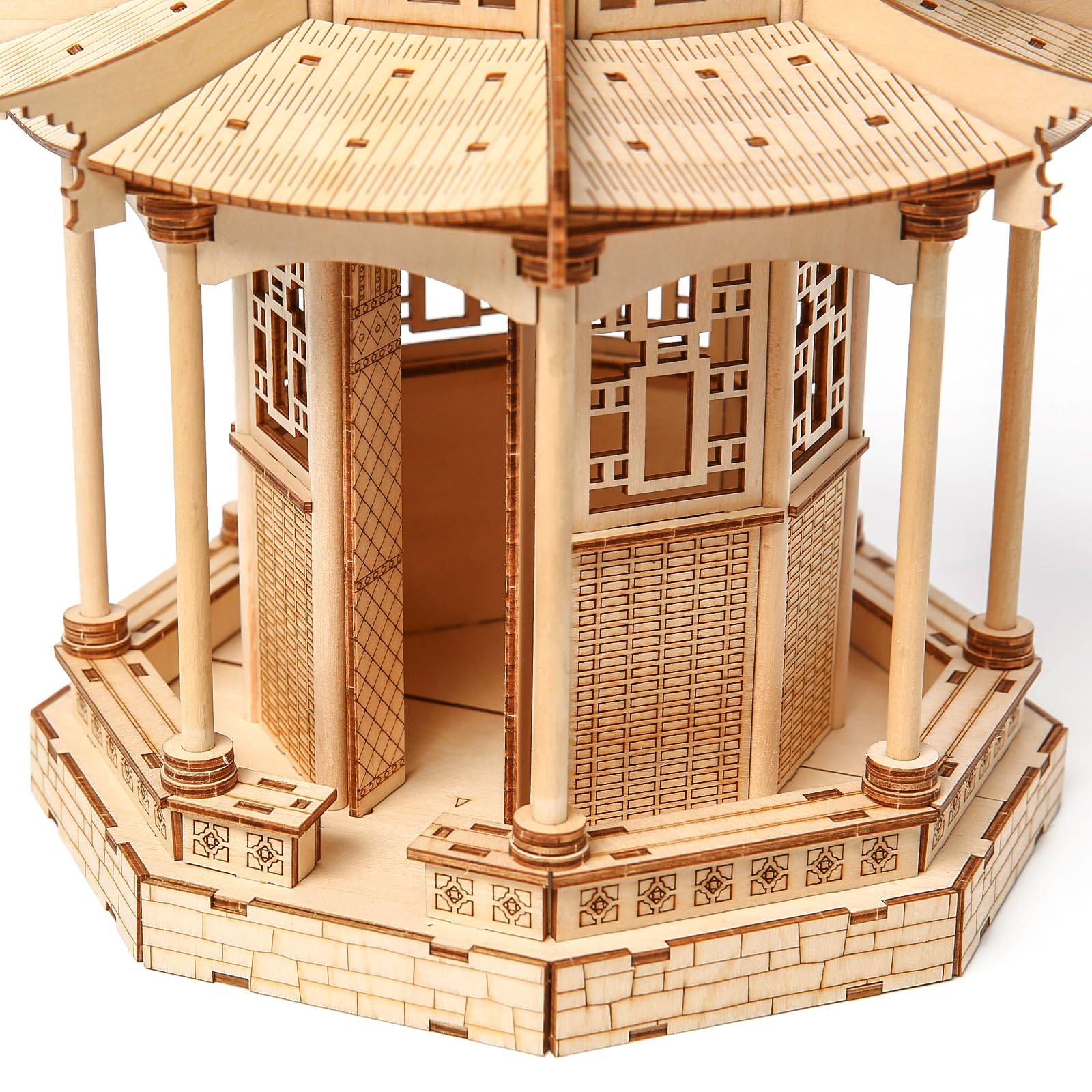 Drewniane puzzle 3D dla dorosłych, zestaw modelarski, drewniana pagoda, zestaw do samodzielnego montażu chińskiego ośmiokątnego pawilonu, "zrób to sam", puzzle 3D, budowanie pawilonu, pomysł