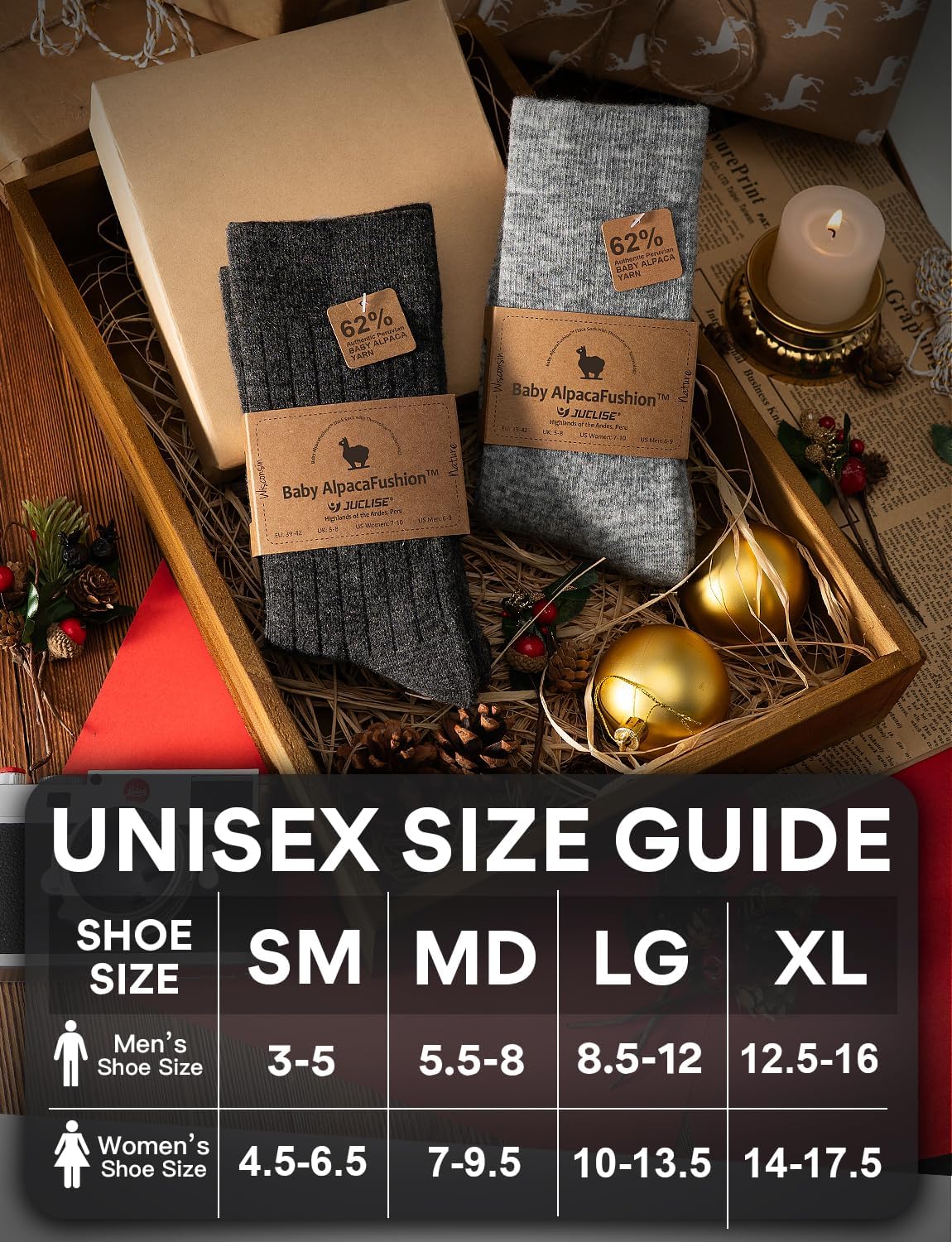 Alpaca Wool Winter Heavyweight Crew Socks Warm Thick Thermal Hiking Boot Work Cushioned Cozy Moisture Wicking - Image 3